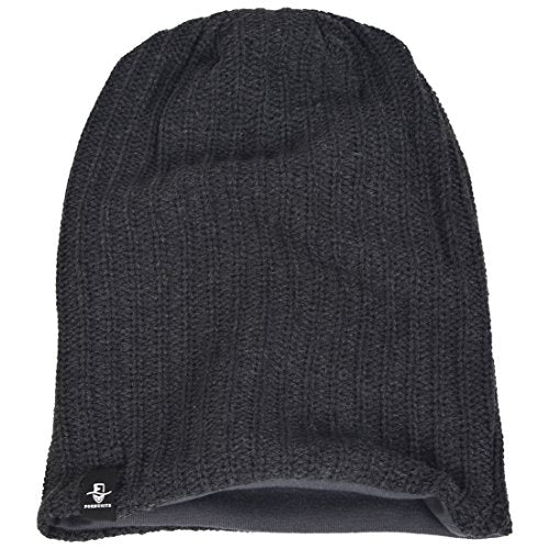 VECRY Mens Slouchy Beanie Knit Skull Cap Long Baggy Hip-hop Winter Summer Hat B305 - color: Ribbed-grey, size: Large