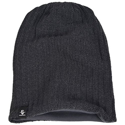 VECRY Mens Slouchy Beanie Knit Skull Cap Long Baggy Hip-hop Winter Summer Hat B305 - color: Ribbed-grey, size: Large