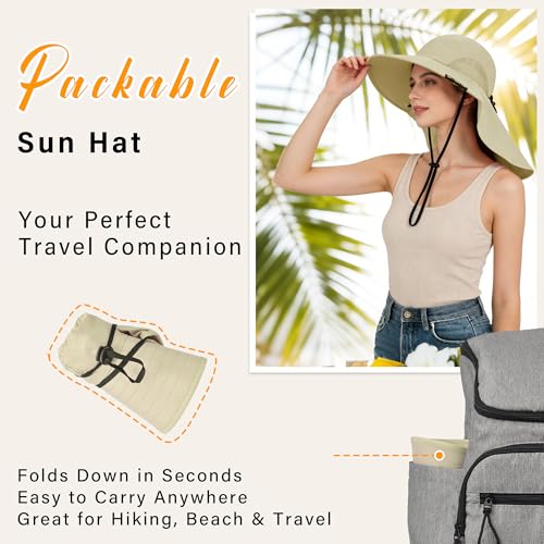 Tirrina Women's Sun Hat Wide Brim, UV Protection Sun Hats for Women - color: Tan