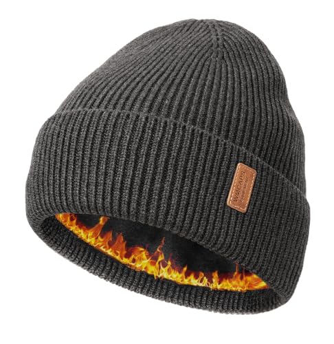 Wmcaps Merino Wool Fleece Lined Beanie Warm Winter Hats for Men Women - color: Slate Gray