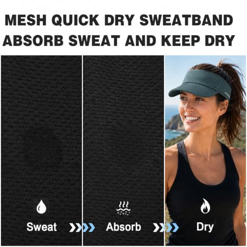 Sun Visor Caps Foldable Brim Adjustable Visor Hats for Women Men - color: 2# Teal