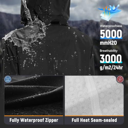 baleaf Women's Long Rain Coat Lightweight Packable Jacket with Hood - color: Black, size: Medium