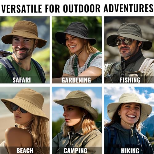 CLAPE Wide Brim Sun Hat for Men Women Lightweight Breathable Fishing Hat UPF50+ Foldable Bucket Hat for Fishing Hiking Beach - color: Xt05-black