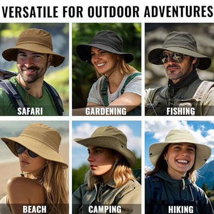 CLAPE Wide Brim Sun Hat for Men Women Lightweight Breathable Fishing Hat UPF50+ Foldable Bucket Hat for Fishing Hiking Beach - color: Xt05-black