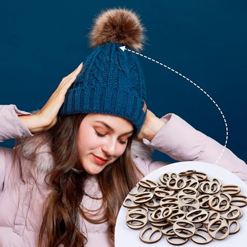 40pcs Wooden Hat Pom Poms Buttons, 20mm Removable Knitted Hat Button, Faux Fur Fastener Sewing Accessories for Crochet Knitting Beanies- Light Brown(A) - color: Light Brown-B-40pcs
