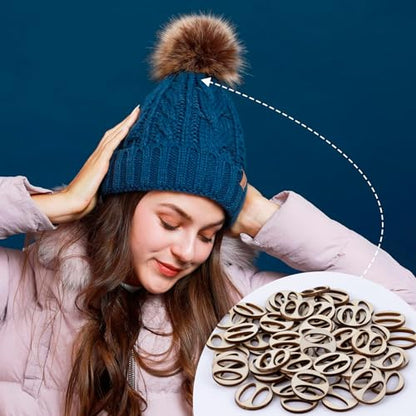 40pcs Wooden Hat Pom Poms Buttons, 20mm Removable Knitted Hat Button, Faux Fur Fastener Sewing Accessories for Crochet Knitting Beanies- Light Brown(A) - color: Light Brown-B-40pcs