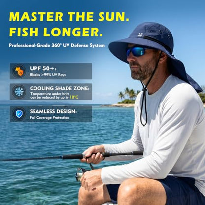 TOP-EX Oversized UPF50+ Sun Hat for Big Heads with Neck Flap & Wide Brim - color: Light Grey, size: Large-X-Large