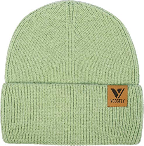 Vgogfly Beanie Men Slouchy Knit Skull Cap Warm Stocking Hats Guys Women Striped Winter Beanie Hat Cuffed Plain Hat - color: Light Green