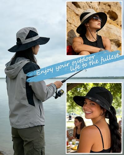 Women's Sun Hat with Ponytail Hole, Breathable Foldable Summer Hat with Shapeable Brim for Hiking Beach Gardening - color: Beige