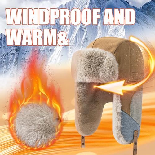 Croogo Cold Weather Eskimo Hats Trapper Hat Winter Thick Furry Ushanka Russian Hat Windproof Ski Trooper Hat with Ear Flap - color: Pl20-green