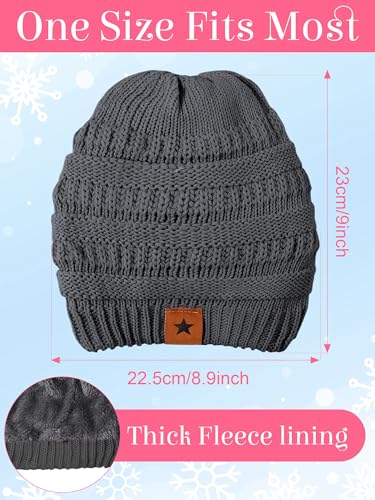 JaGely 8 Pieces Women Winter Hats and Gloves Set Women Warm Touchscreen Knitted Lined Gloves Winter Beanies - color: Grey, Turmeric, White, Maroon