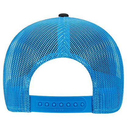 OTTO 6 Panel Low Profile Contrast Vertical Mesh Back Cap - color: Blk/Blk/N.blue