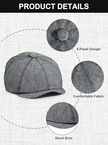 Senker Fashion 2 Pieces Newsboy Cap for Men - color: Light Grey Dark Grey