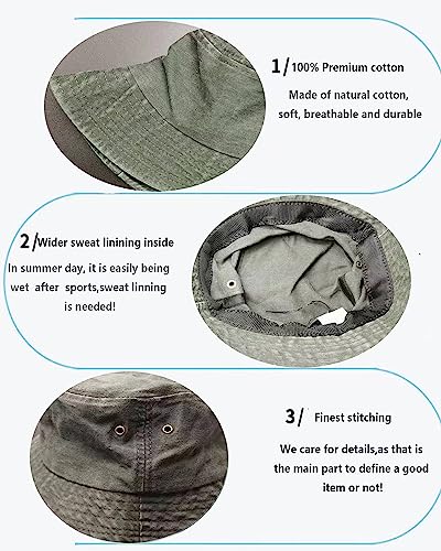 Premium Cotton Bucket Hats,Packable Hats for Men Women,Summer Bucket Hat,Fishing Sun Hats - color: Green