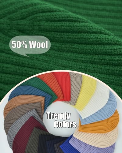 ROYBENS Wool Beanie for Men Women, Seamless Knit Warm Winter Hat Skull Caps - color: 1pcs-kelly Green