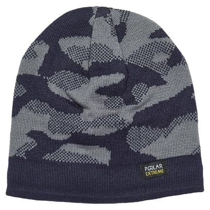 Polar Extreme Men's Sherpa-Lined Knit Winter Hat – Warm, Gift for Dad, Cold Weather - color: Navy Camo