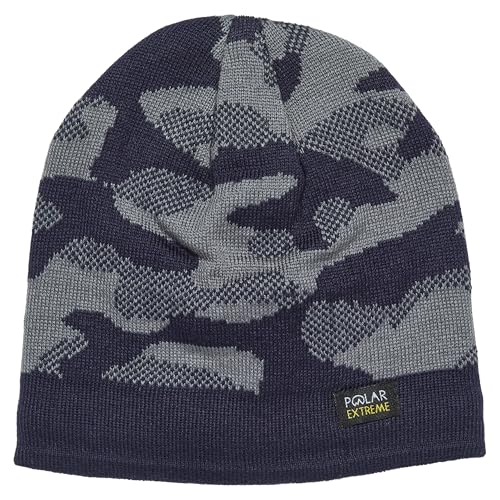 Polar Extreme Men's Sherpa-Lined Knit Winter Hat – Warm, Gift for Dad, Cold Weather - color: Navy Camo