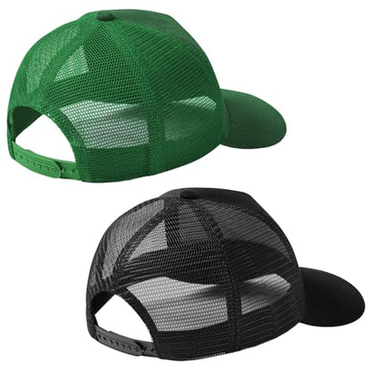 Suede Curved Brim Trucker Cap Adjustable Snapback Hat Mesh Back Breathable for Men Women 2 Pack SH03 - color: Pack of 2, Black & Green