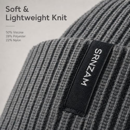 Beanie for Men Women Winter Ribbed Knit Hat Warm Cuffed Skull Cap - color: Charcoalgrey