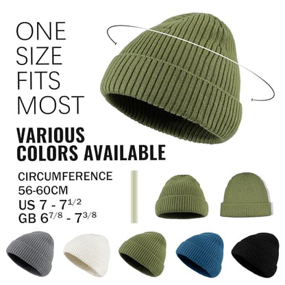 Clakllie Swag Beanie for Men Cuffed Thick Knitted Hat Warm Winter Hats Plain Stocking Skullcap Stretchy Fisherman Beanies Hat - color: Cdus-kh43-green