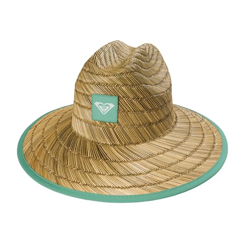Roxy Girls' Tomboy Woven Straw Hat | Wide Brim | Adjustable | Sun Protection | Beach | Vacation | Natural - color: Wasabi