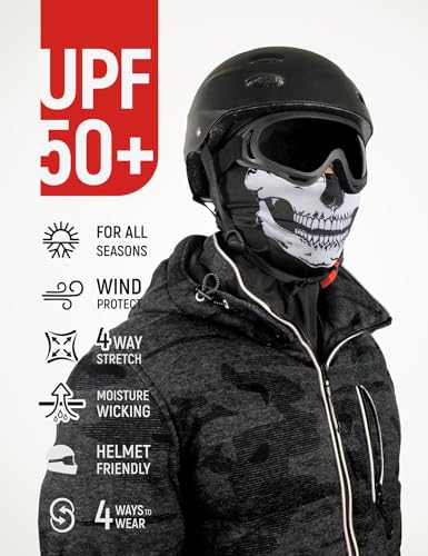 UPF 50+ Balaclava Ski Mask for Men Women - UV Face Mask Motorcycle Shiesty - color: Skull
