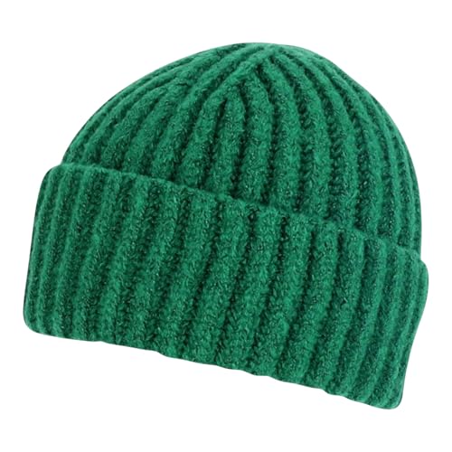 Heavyweight Thick Knit Warm Winter Beanie - color: Green