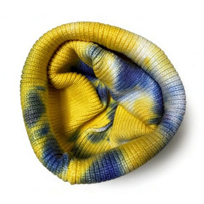 Beanie for Women Men Unisex Tie Dye Cuffed Knit Skull Cap Colorful Gradient Winter Hat Soft Slouchy Warm Less Static - color: Yellow