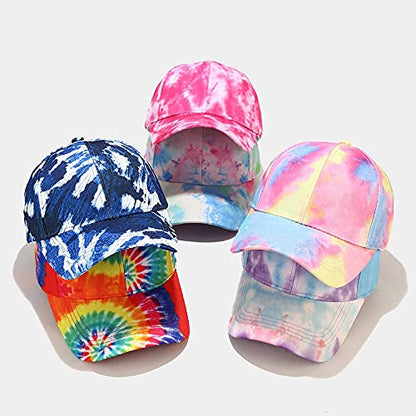 BEARUN Cotton Tie Dye Low Profile Cap Hiphop Baseball Cap Fashion Dad Hat - color: Multicolored D
