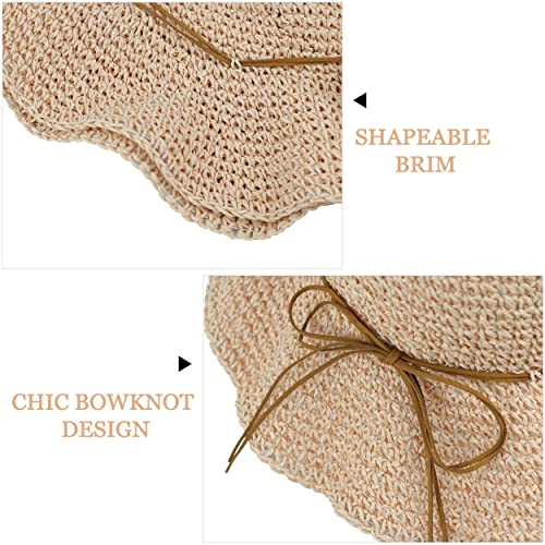 Women Sun Hat Wide Brim Floppy Beach Hat Breathable UV UPF 50+ Straw Hat Foldable Packable Summer Outdoor Cap - color: Pink