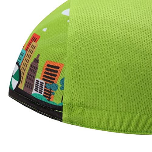Funny Cycling Cap - Polyester Skull Cycling Hat-Under Helmet -Cartoon Cycling Helmet Liner Breathable&Sweat Uptake - color: Fuu-green