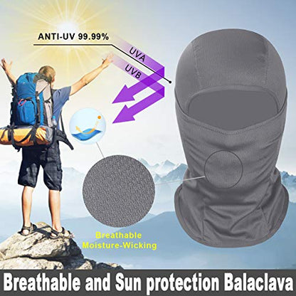 Achiou Ski Mask for Men and Women, Lightweight UV Balaclava Face Cover - color: Gray