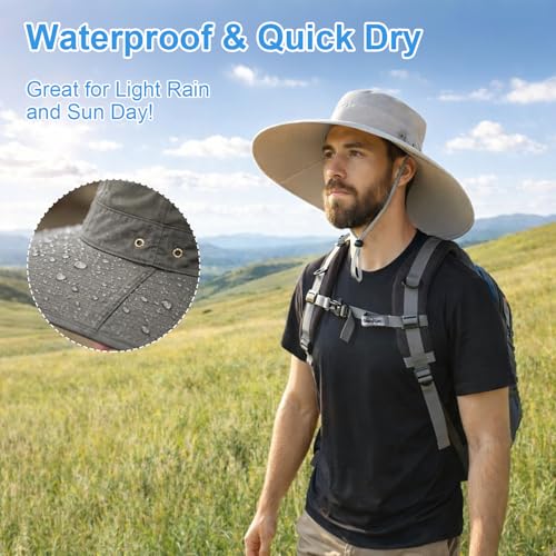HUAMULAN Men Wide Brim Sun Hat Summer Outdoor Women Bucket Fishing Hats - color: D3-lightgray