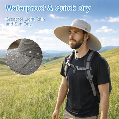 HUAMULAN Men Wide Brim Sun Hat Summer Outdoor Women Bucket Fishing Hats - color: D3-lightgray