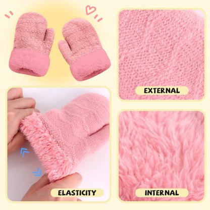 Duoyeree Baby Winter Hat Scarf Glove Beanie Set Fleece Lined Set 0-3T - color: Winter Hat Set White