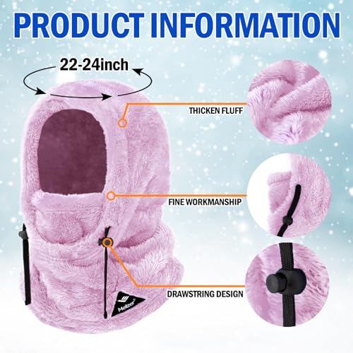 Ski Mask Balaclava Wind-Resistant Winter Face Mask for Women/Men Adjustable Warm Hood Cover Hat Cap Scarf - color: Purple
