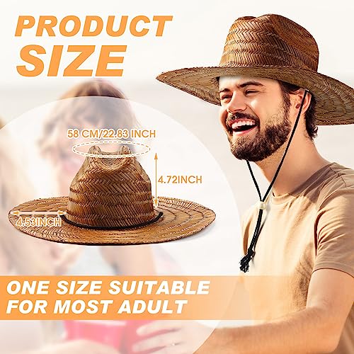 3 Pcs Men's Classic Straw Hat Summer Sun Beach Hat Wide Brim Sun Outdoor Hats for Men and Women - color: Brown