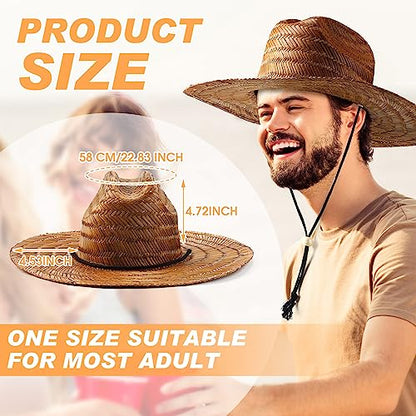 3 Pcs Men's Classic Straw Hat Summer Sun Beach Hat Wide Brim Sun Outdoor Hats for Men and Women - color: Brown