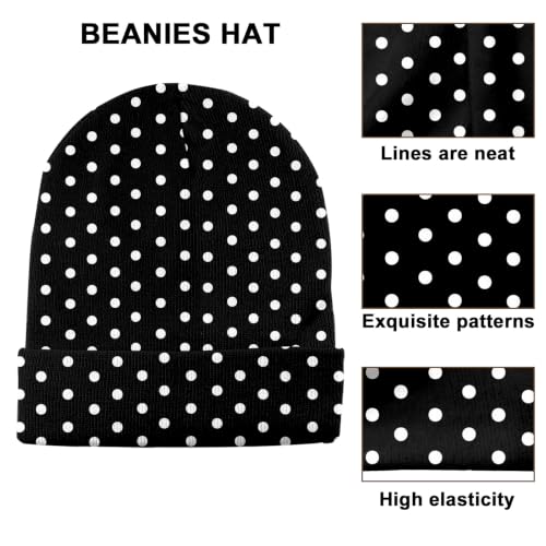 Beanie Knit Hat Winter Unisex Cuffed Beanies Skull Cap Warm Double Layer Thick Acrylic Cute for Girls Women Men - color: Dot