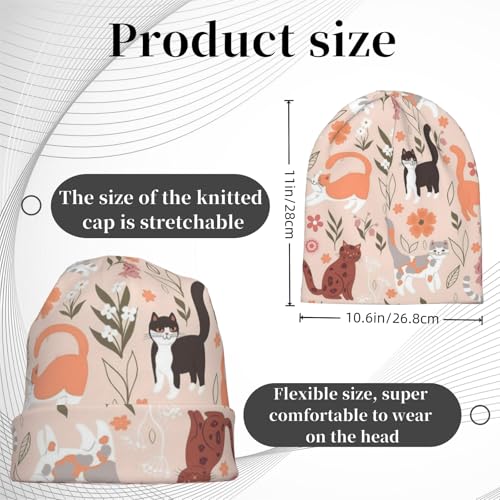 Unisex Stretch Knit Beanie Hat - color: Cute Tabby Cat
