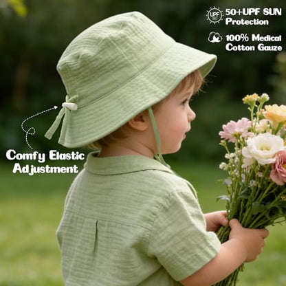 Baby Sun Hat Infant Toddler Summer Cotton Yarn Beach Bucket Hat for Boy Girl - color: Light Blue, size: 6-24 Months