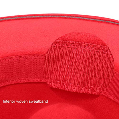 DRESHOW Women Classic Felt Fedora Wide Brim Floppy with Belt Buckle Panama Hat - color: 1 Pack: Felt Fedora Red