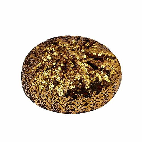 JUMISEE Sparkly Sequin Berets for Women Girls Fashion Beanie Hat Costume Accessories for Festival Party Dance - color: Coffee