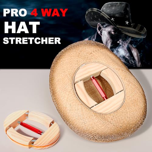 Hat Stretcher 4 Way, Hat Stretcher for Fitted Hats Size 6 7/8 to 8 1/2 - color: 4way Red