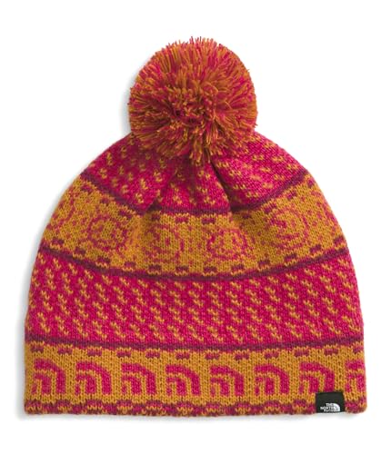 THE NORTH FACE Kids' Cabin Ski Tuke | Winter Hat With Novelty Jacquard Graphic, Sustainable Fabric, Removable Pom - color: Citrine Yellow Jacquard