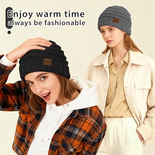 ZOORON Womens Winter Hat Slouchy Beanies for Women Cable Knit Beanie Hats - color: 1pack- Dark Gray
