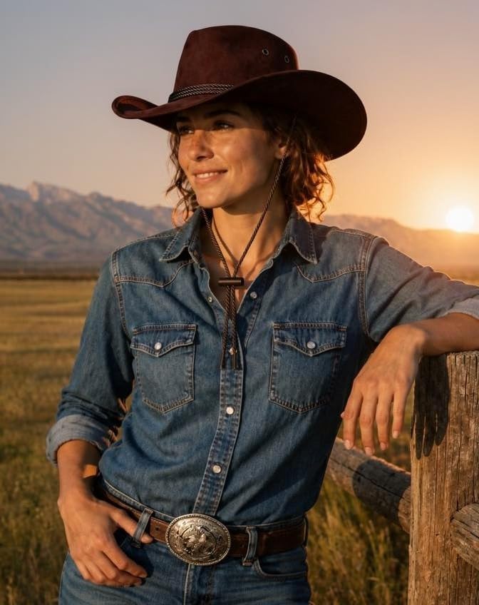 Classic Western Rolled-up Vegan Suede Cowboy Hat - color: Reddish Brown