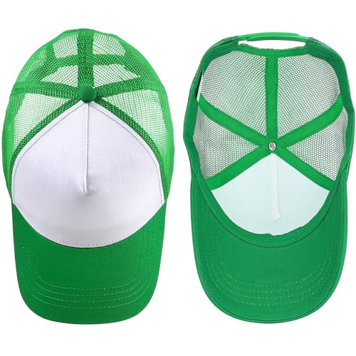 Falari 5-Panel Mesh Baseball Cap, Trucker Hat, Structured Plain Design, Cotton, Adjustable Size - color: 1pk Kelly Green