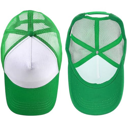 Falari 5-Panel Mesh Baseball Cap, Trucker Hat, Structured Plain Design, Cotton, Adjustable Size - color: 1pk Kelly Green
