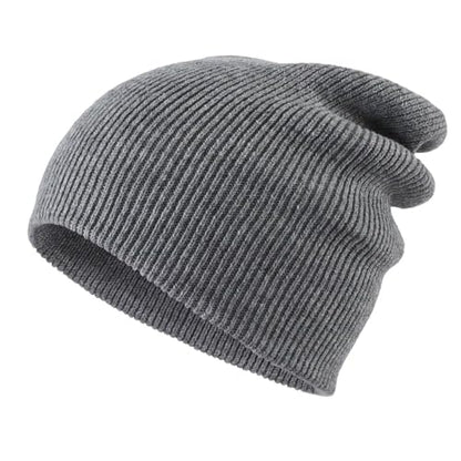 Connectyle Thick Cuffed Beanie for Men & Women Double Layer Knit Winter Hat Acrylic Watch Hat Warm Stocking Skull Cap - color: Light Grey